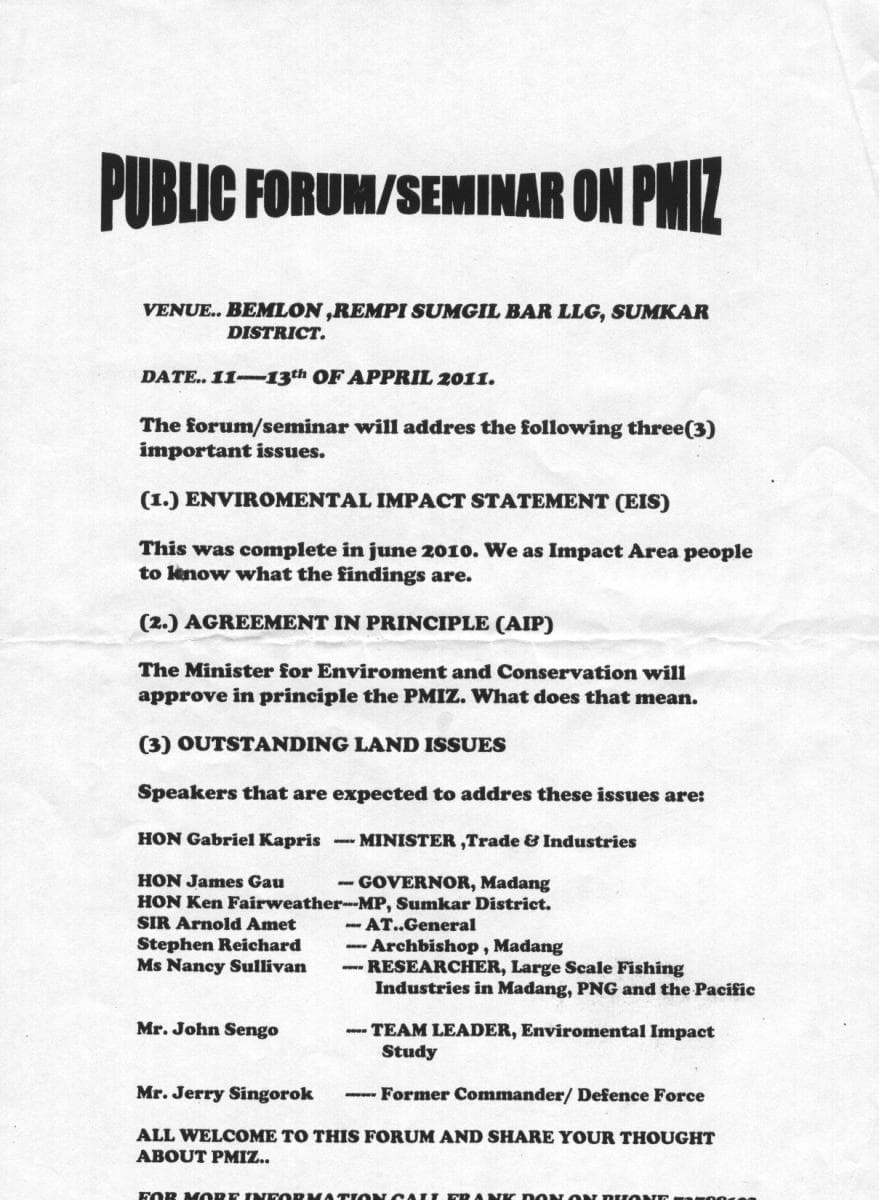 Landowners announce public forum on PMIZ