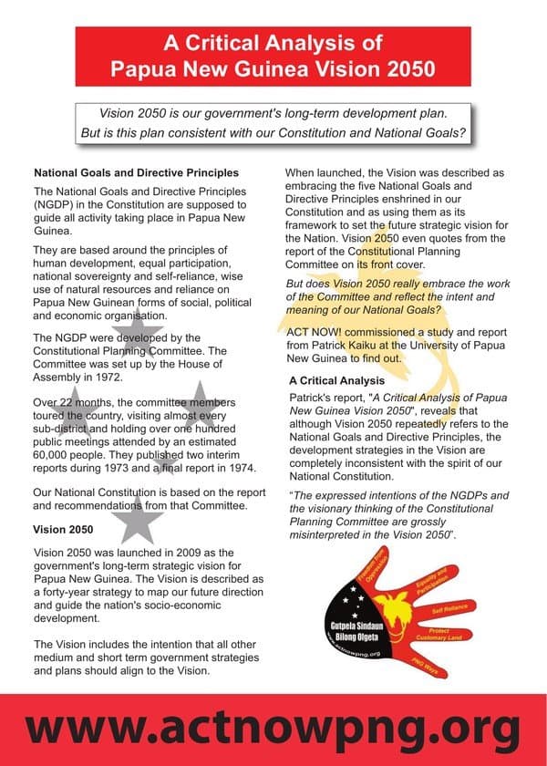 Critical Analysis of Papua New Guinea Vision 2050