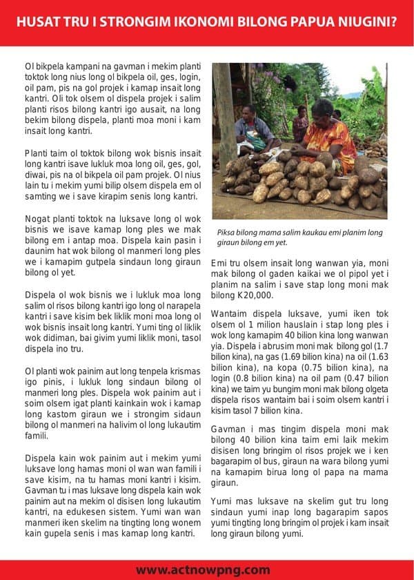 Husat Tru I Strongim Ikonomi Bilong Papua Niugini?