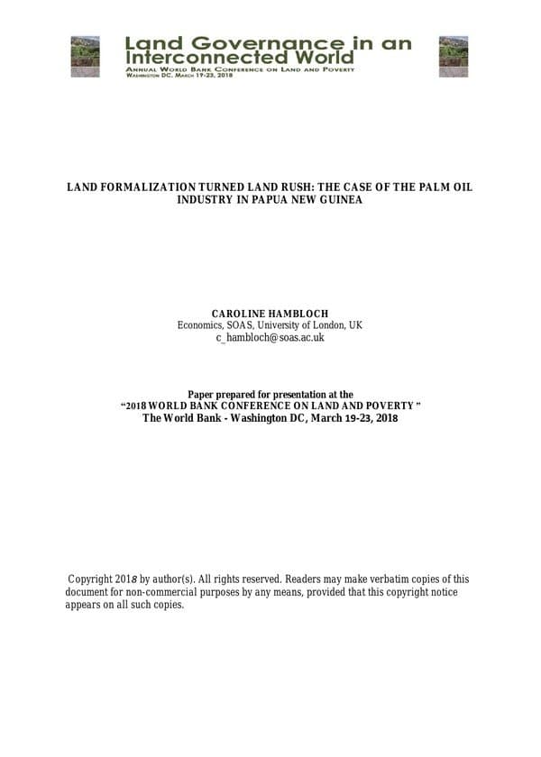 Land Formalisation Turned Land Rush