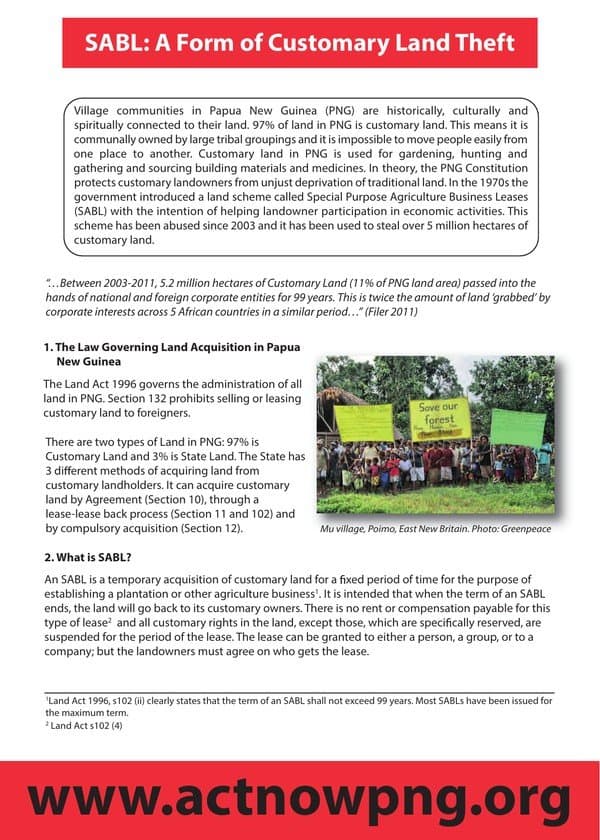 SABL: A Form of Customary Land Theft