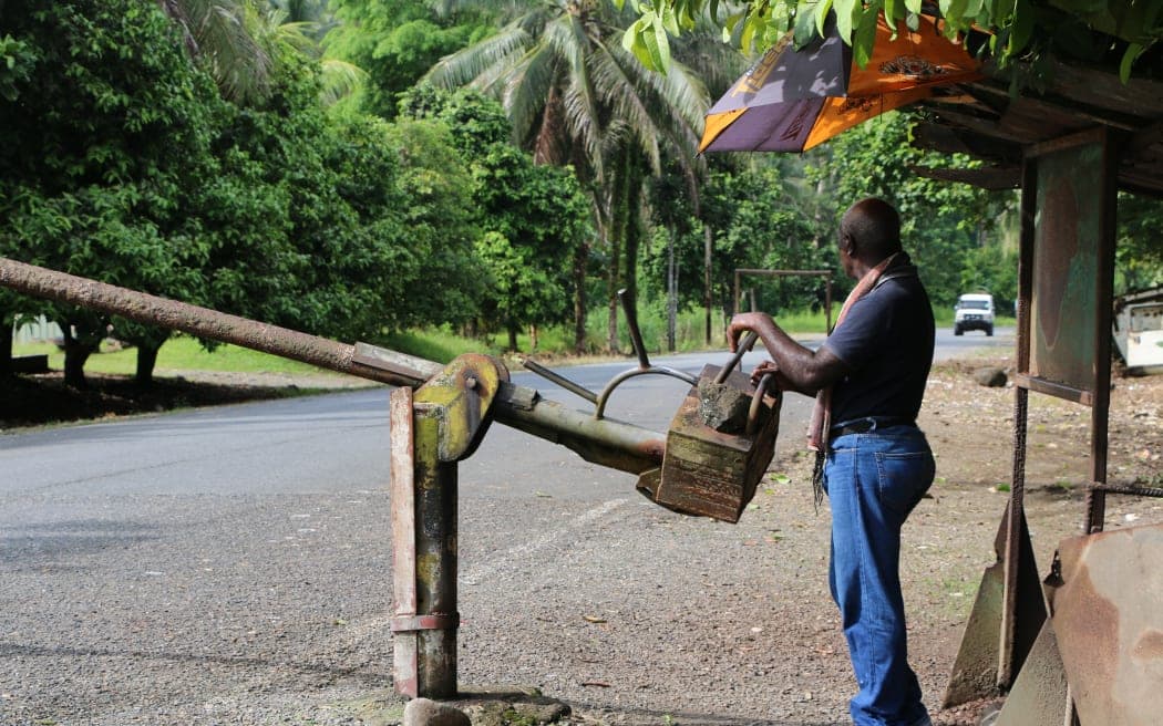 Panguna landowner manning the checkpoint gate