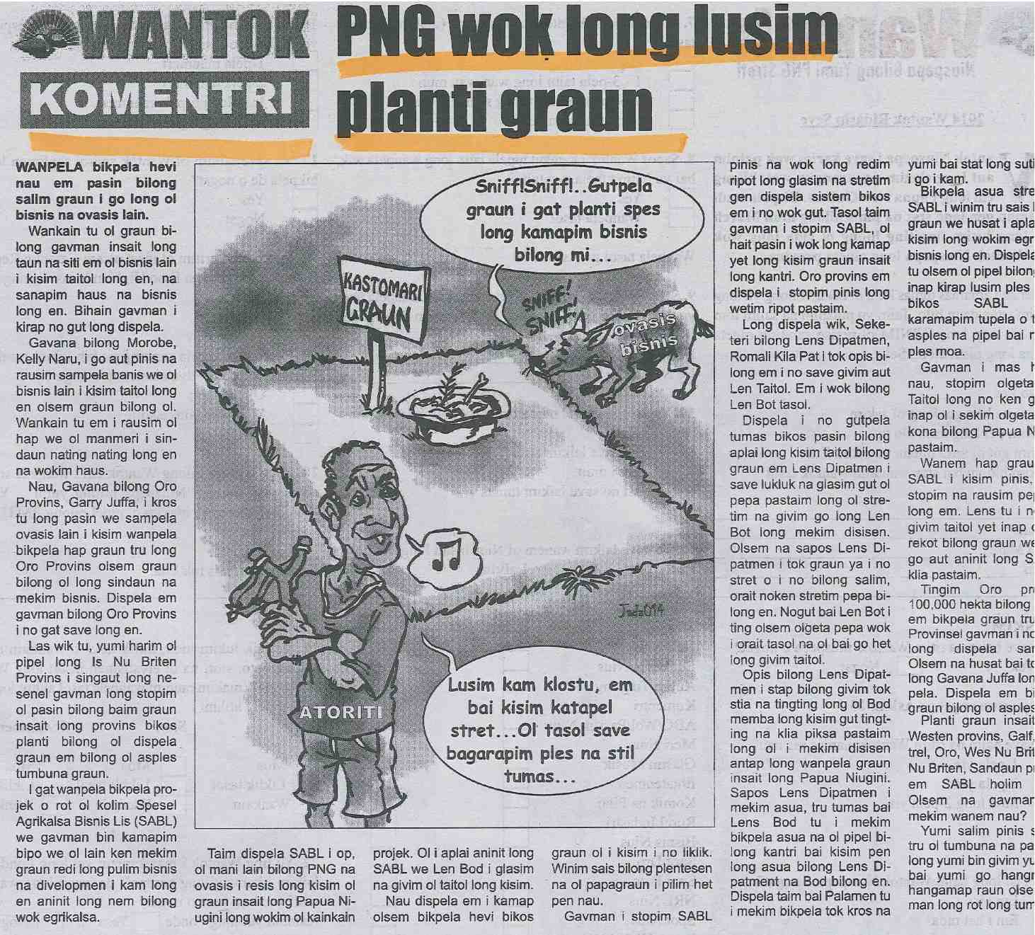 Wantok: PNG wok long lusim planti graun