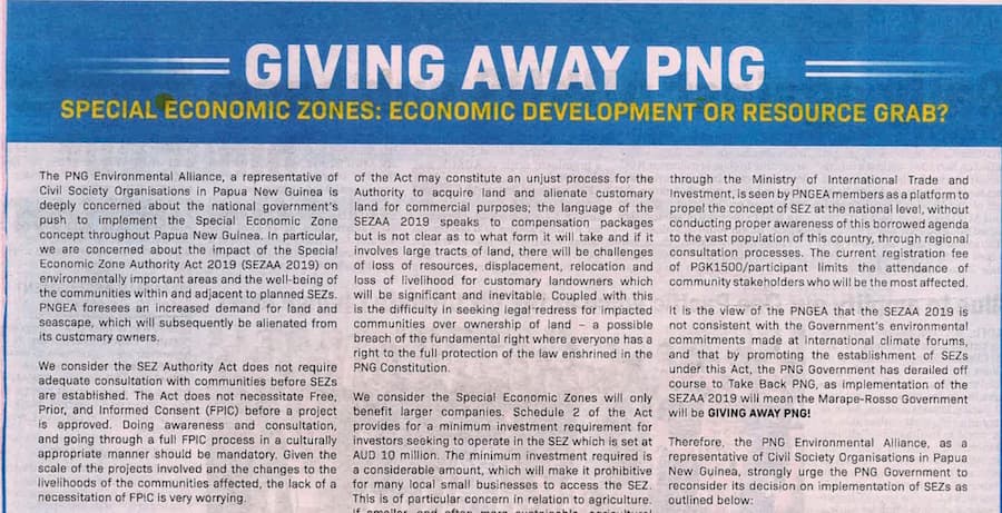 Giving Away PNG - Special Economic Zones: Economic Development or Resource Grab?