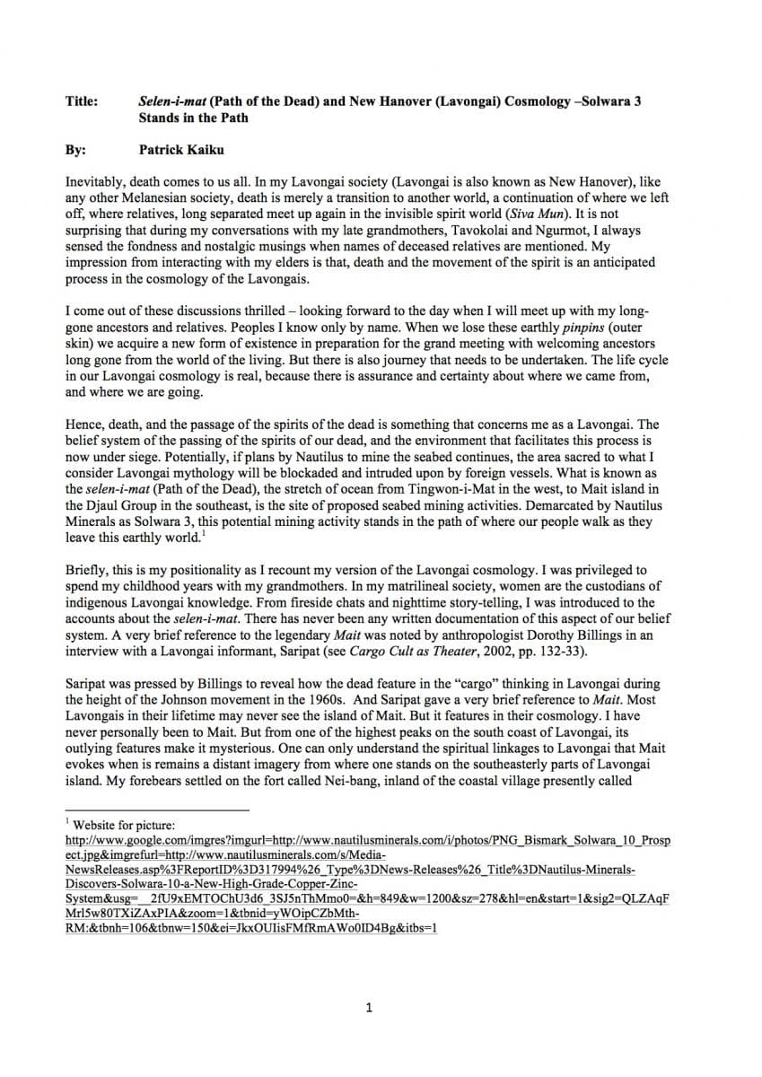 How and Why Nautilus is insulting & defiling the sanctity of my Lavongai belief system.