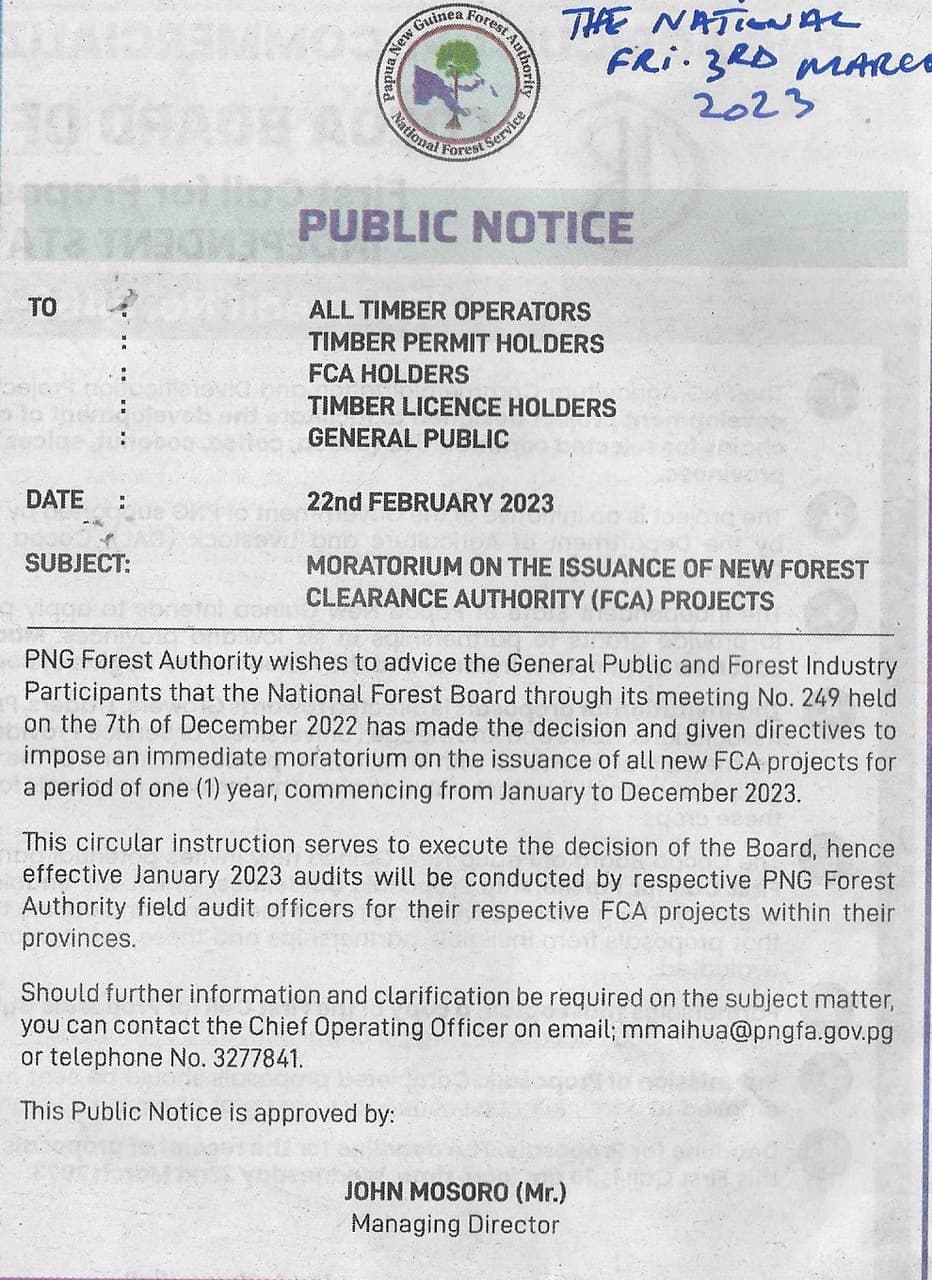 Moratorium on new FCAs a step in the right direction