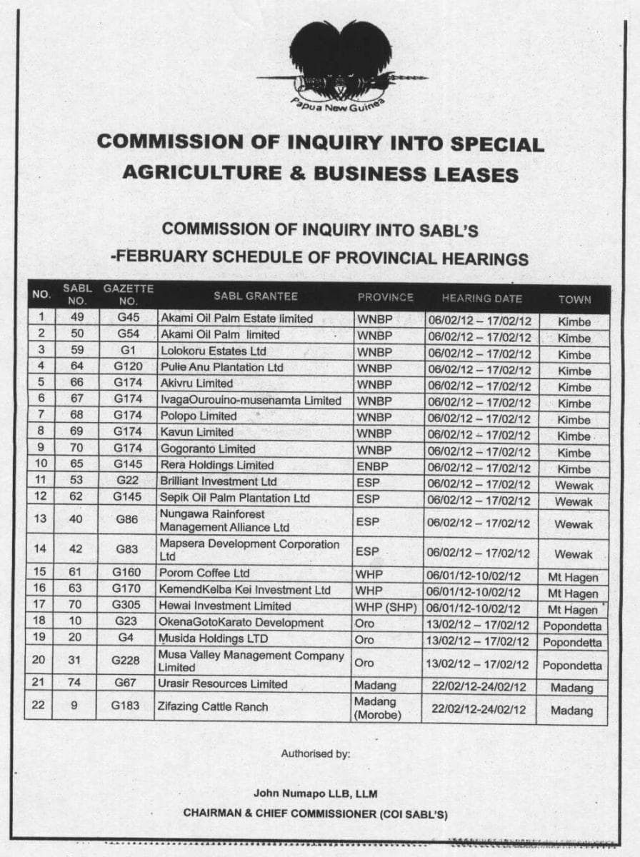 SABL Commission of Inquiry announces further hearing dates