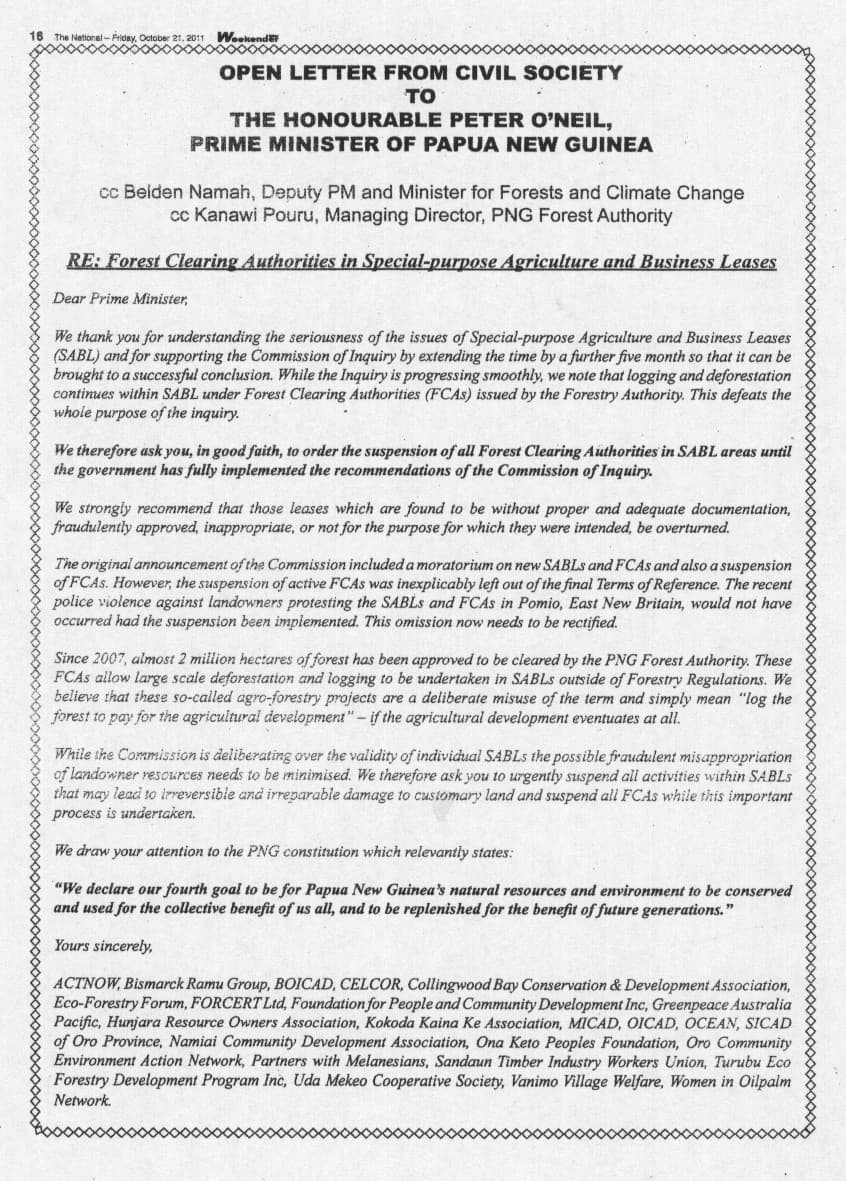 Civil Society calls on government to act on SABL logging