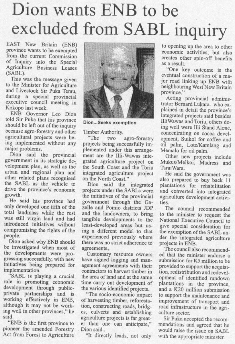 Dion wants ENB excluded from SABL inquiry