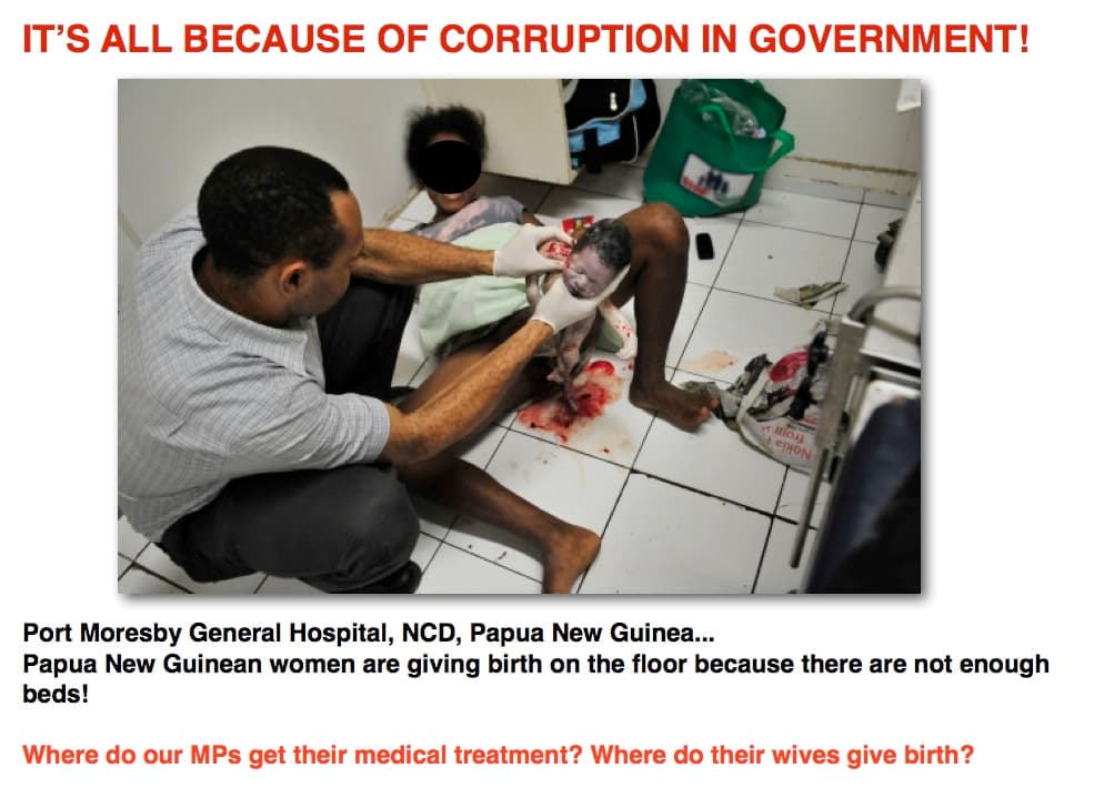 It is all because of corruption that our sisters are giving birth on hospital floors