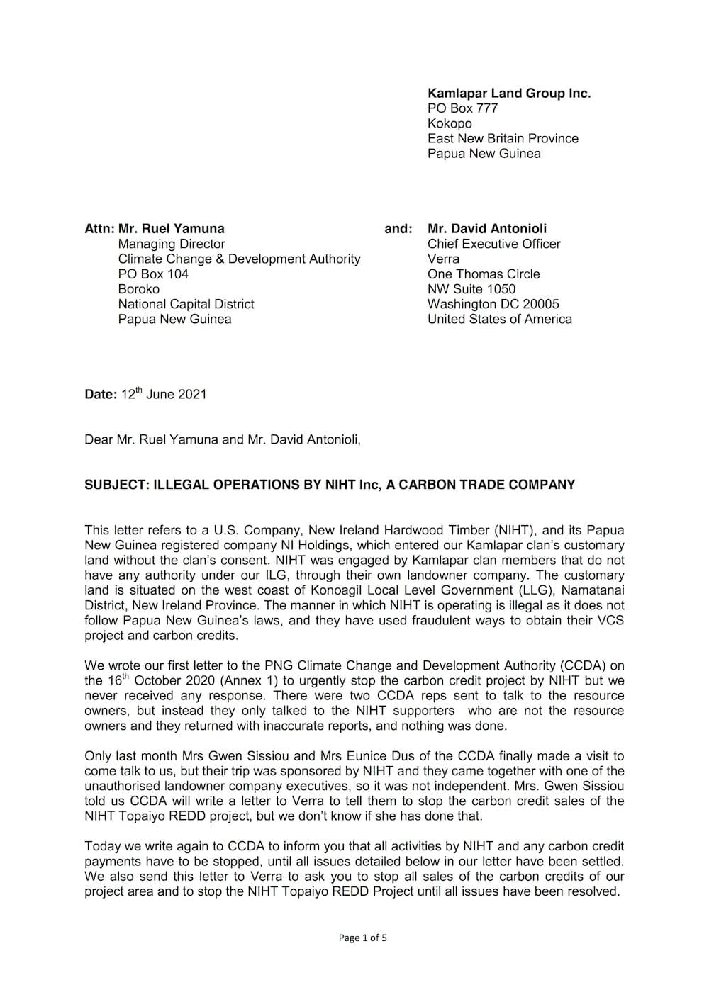 Carbon credit project 'illegal' say landowners