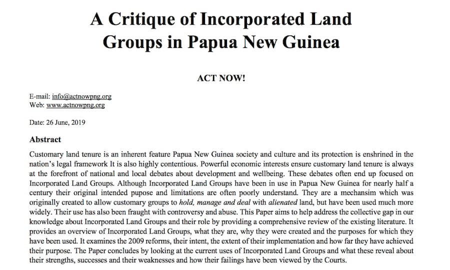 New Report: A Critique of Incorporated Land Groups