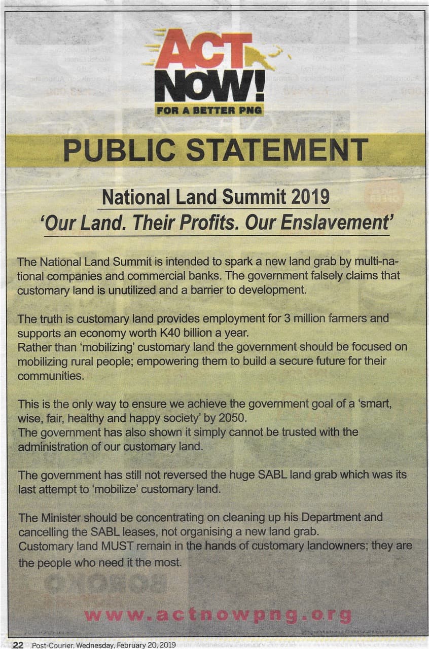 Our Land. Their Profits. Our Enslavement.