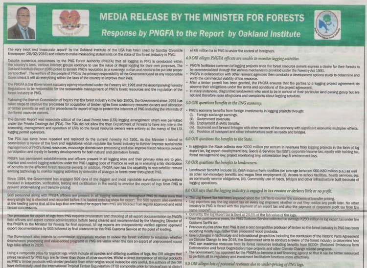 Forest Minister fails to discredit critical analysis