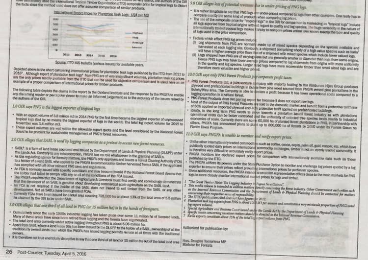 Forest Minister fails to discredit critical analysis